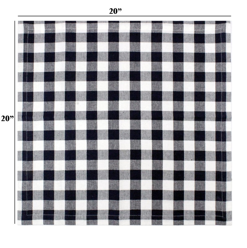 COTTON CRAFT Buffalo Plaid Cloth Napkins - Set of 12 Pure Cotton Gingham Check - Everyday Halloween Harvest Fall Holiday Dinner Napkin - Soft Washable Reusable Napkin -Oversized 20x20 Black White - Image 3